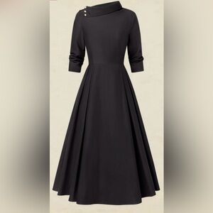 NWOT LinenVibes black midi cotton dress size M